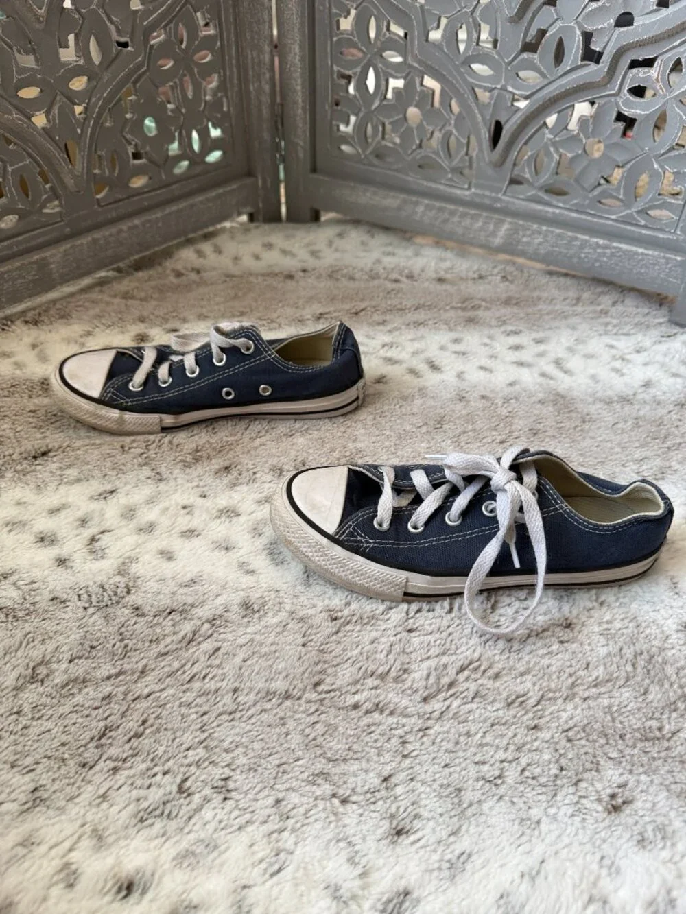 Blue Converse sneakers boys size 1 skater California school blokecore summer